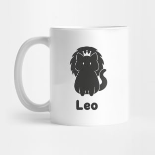 Leo Cat Zodiac Sign with Text (Black and White) Mug